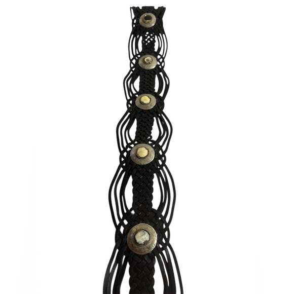 Cosabella Black Braided Leather Belt with Shell Medallions- New main image 5